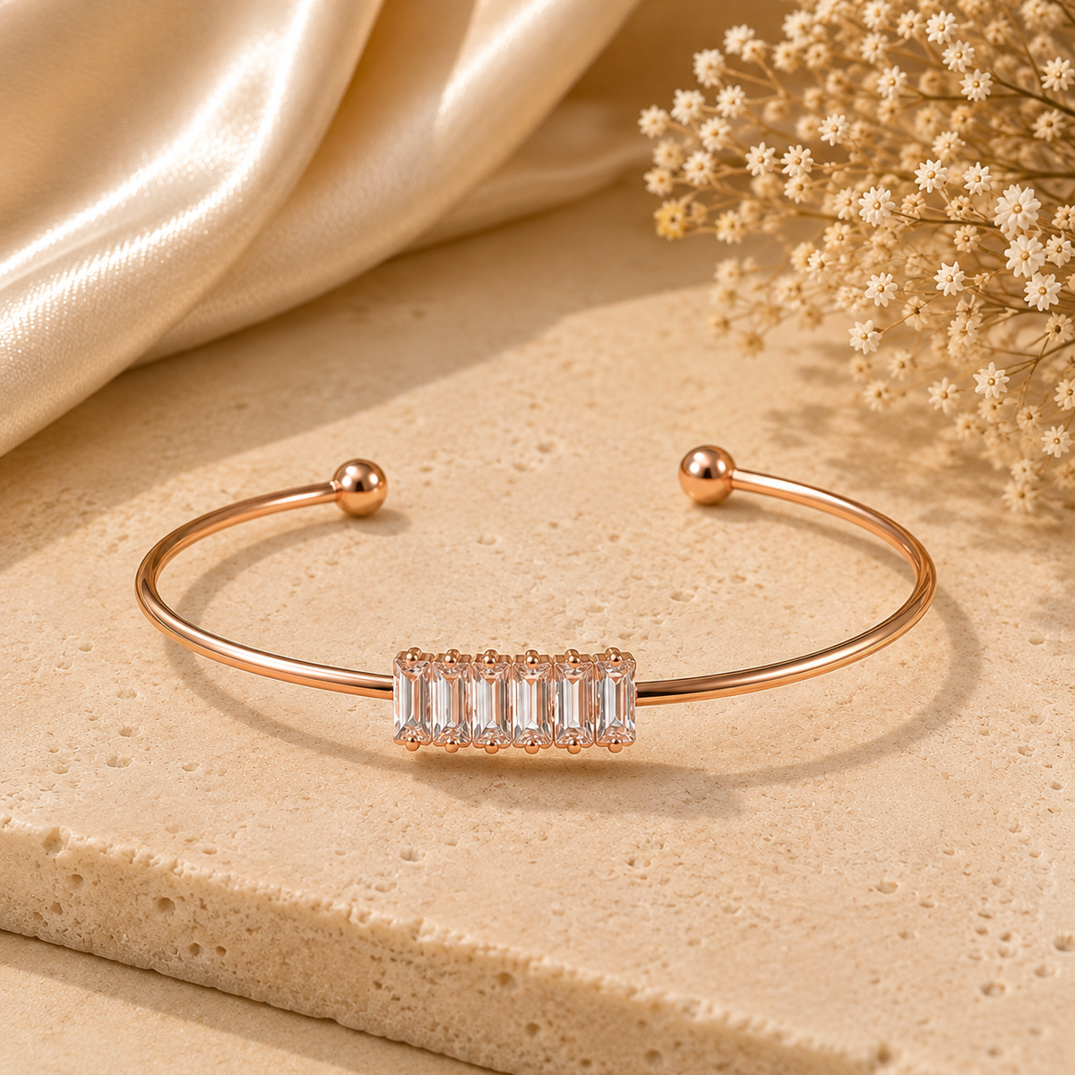 BY MOQA White Mintelle Cuff Bracelet