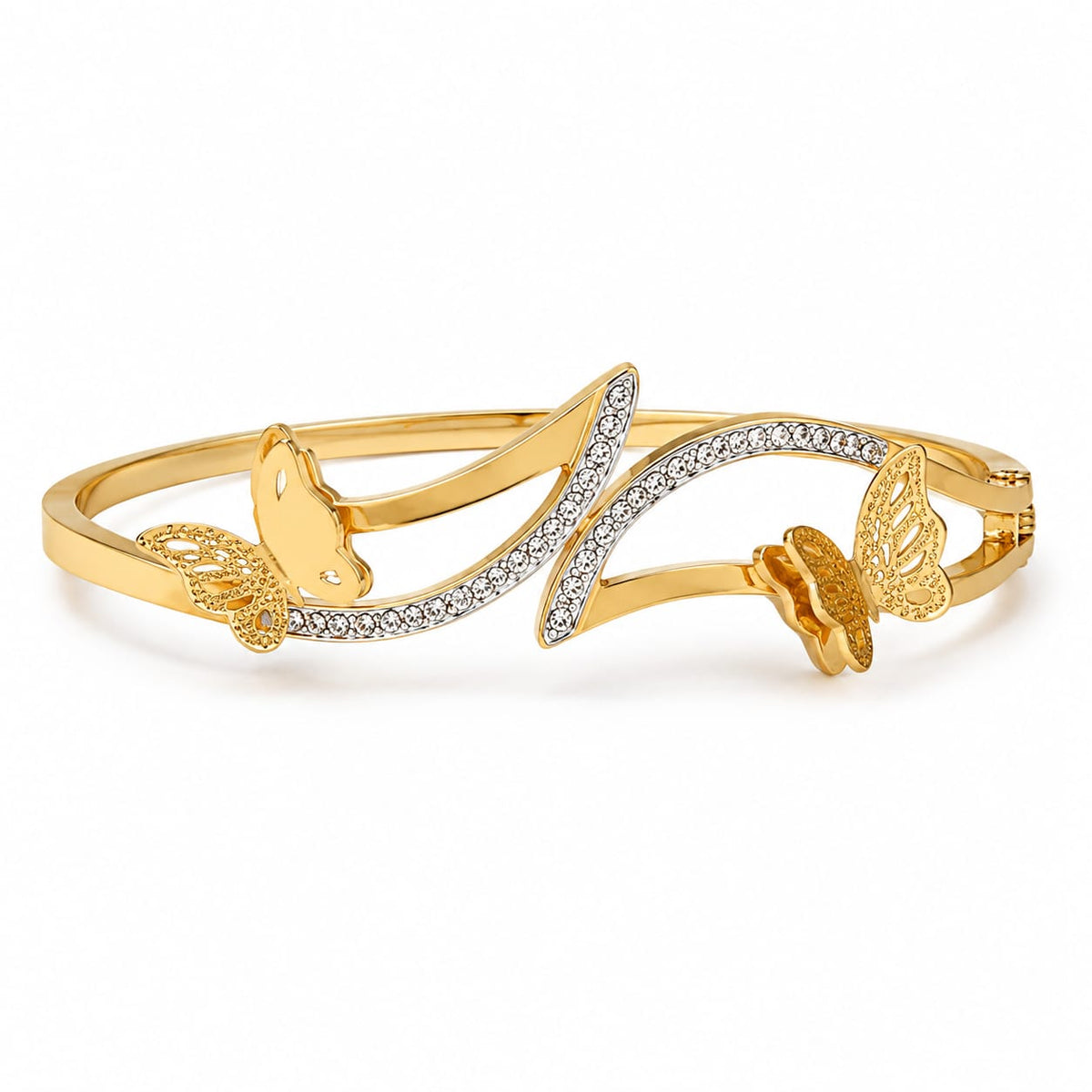 BY MOQA Crystal Butterfly Wave Cuff Bracelet