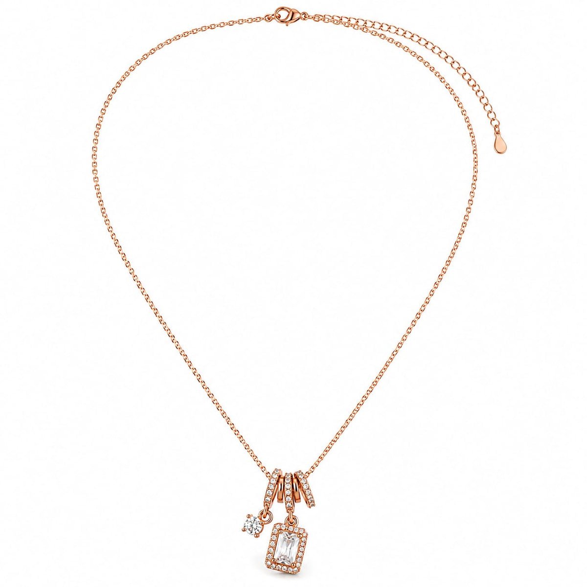 BY MOQA Rose Gold Crystal Charm Necklace