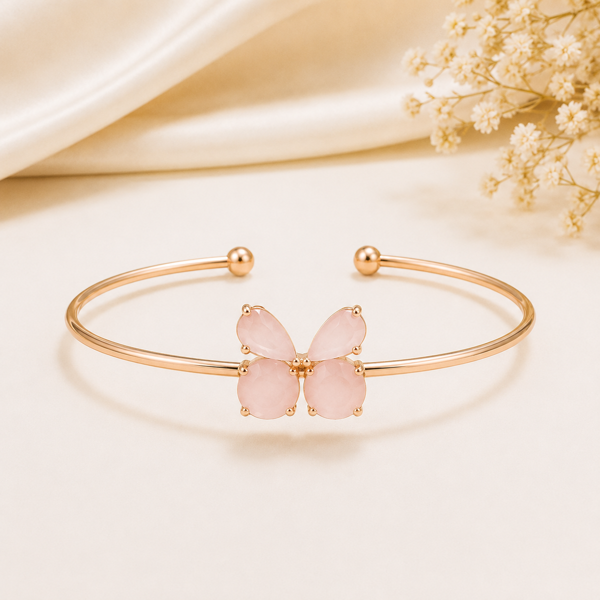 BY MOQA Pink Lumière Bow Cuff Bracelet