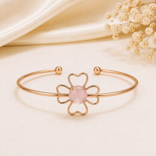 BY MOQA Pink Flora Heart Cuff Bracelet
