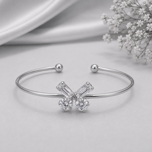 BY MOQA Silver Lumière Bow Cuff Bracelet