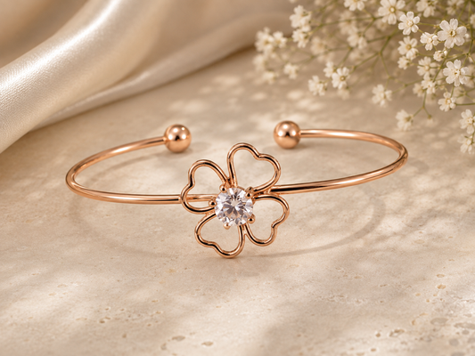 BY MOQA White Flora Heart Cuff Bracelet