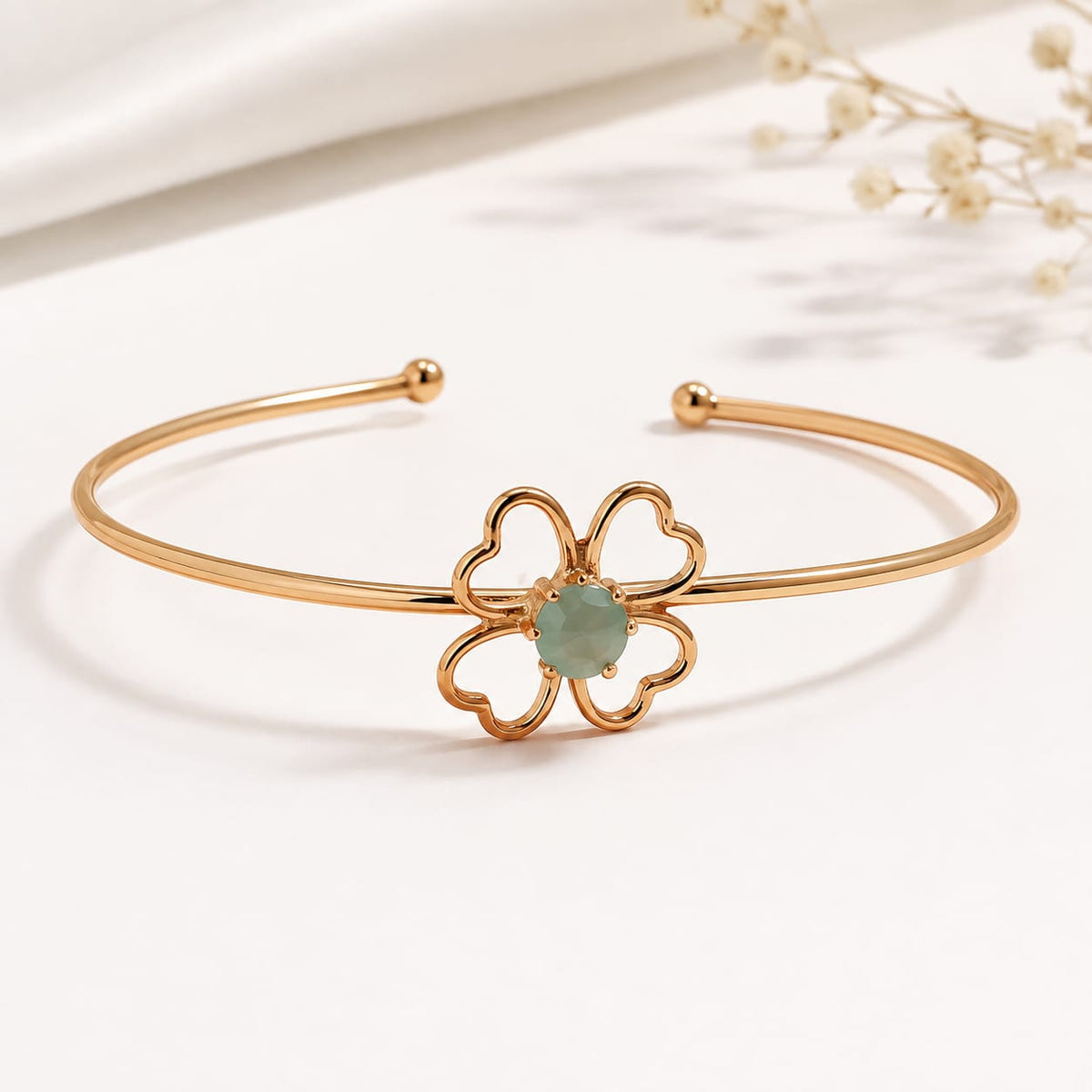 BY MOQA Green Flora Heart Cuff Bracelet