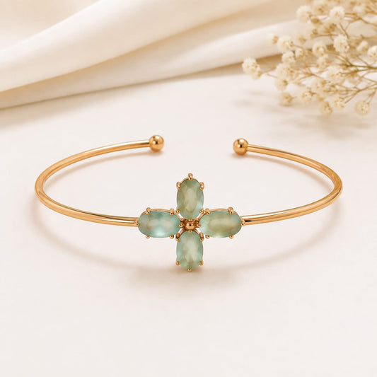 BY MOQA Green Aurelia Bloom Cuff Bracelet