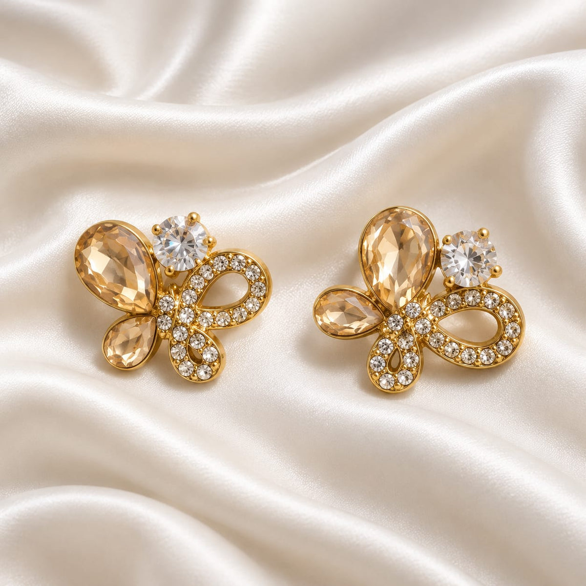 BY MOQA White Butterfly Drop Earrings