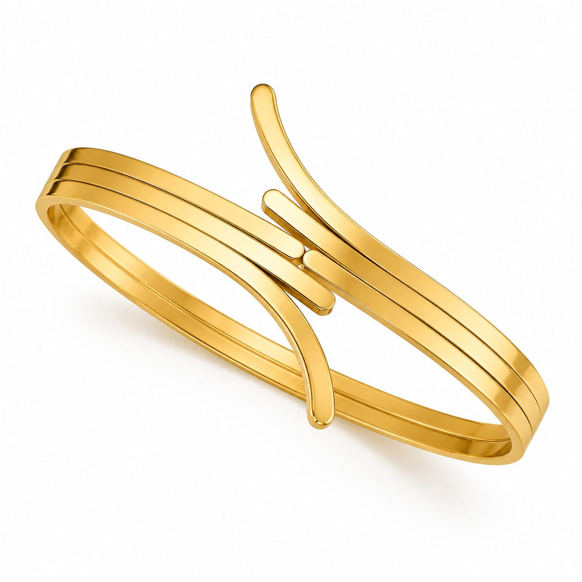 BY MOQA Golden Sculpted Wave Cuff Bracelet