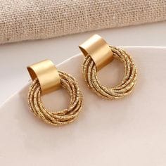 BY MOQA Gold Multi-Ring Hoop Earrings